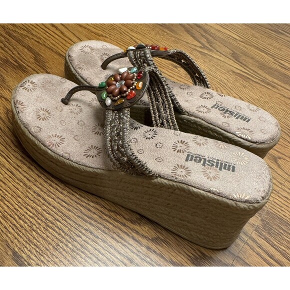 UNLISTED KENNETH‎ COLE Women's Shoes Wedge Sandals BEADED Size 3M - Picture 4 of 7